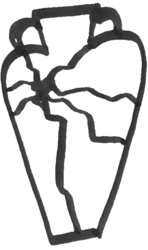 Illustration of a cracked vase, symbolizing uniqueness and hardship