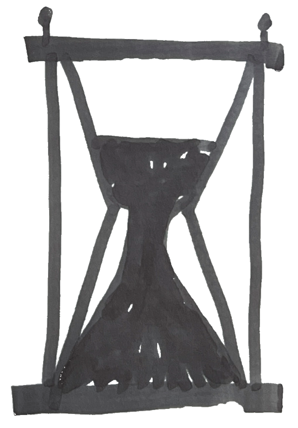 Illustration of an hourglass, symbolizing evolution