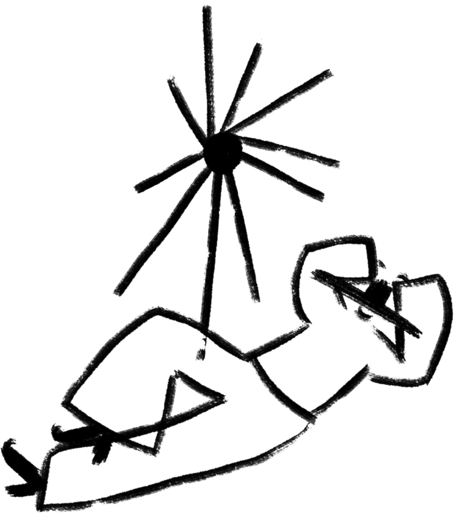Illustration of a person resting under the sun, symbolising serenity