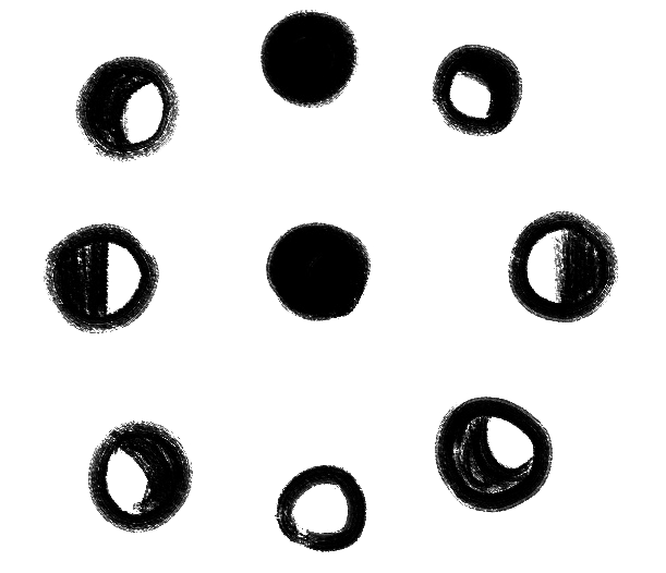Illustration of the moon phases, symbolising transitions