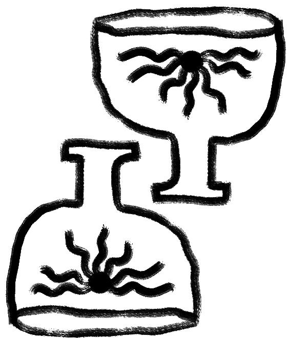 Illustration of a couple of bottles containing a sun, symbolizing complementary