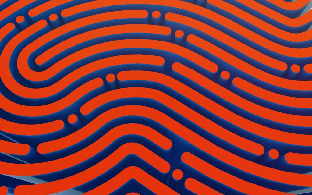 Abstract orange blue maze by Arthur Mazi