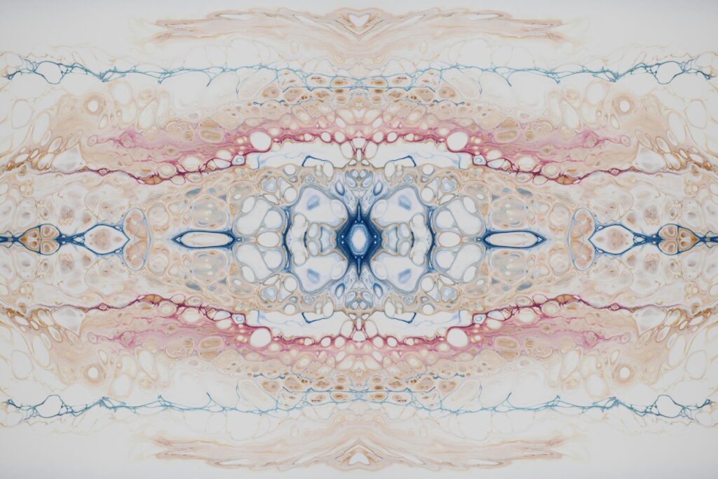 Colorful symmetrical ink shapes from Susan Wilkinson